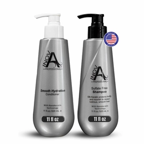 Silk Keratin Shampoo & Conditioner Set - Smooth Protection Sulfate-Free Shampoo & Smooth Hydration Conditioner, 11 Ounce - 2 Count (Pack of 1), Grey