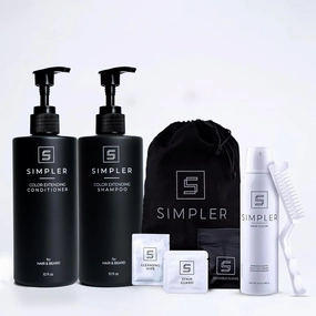 Simpler Men’s Hair Color Kit (Medium Brown) for 100% Gray Coverage & Color Protecting Shampoo/Conditioner (Sweet Agave) for Dyed Hair & Beard with Coconut & Almond Oils