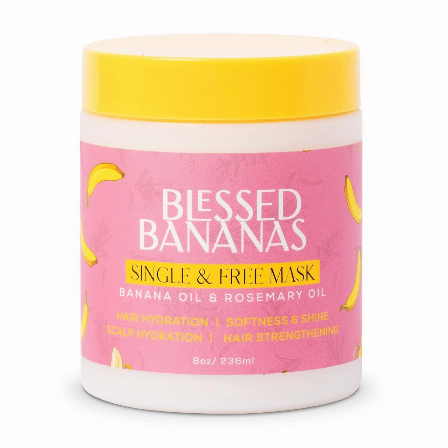Single & Free Hair Mask - With Banana Oil & Rosemary Oil - Softness & Shine Banana Hair Mask -Safe Hair Treatment -Perfect for Hair Hydration, Strengthening, Scalp Moisture,1 Count,8Oz