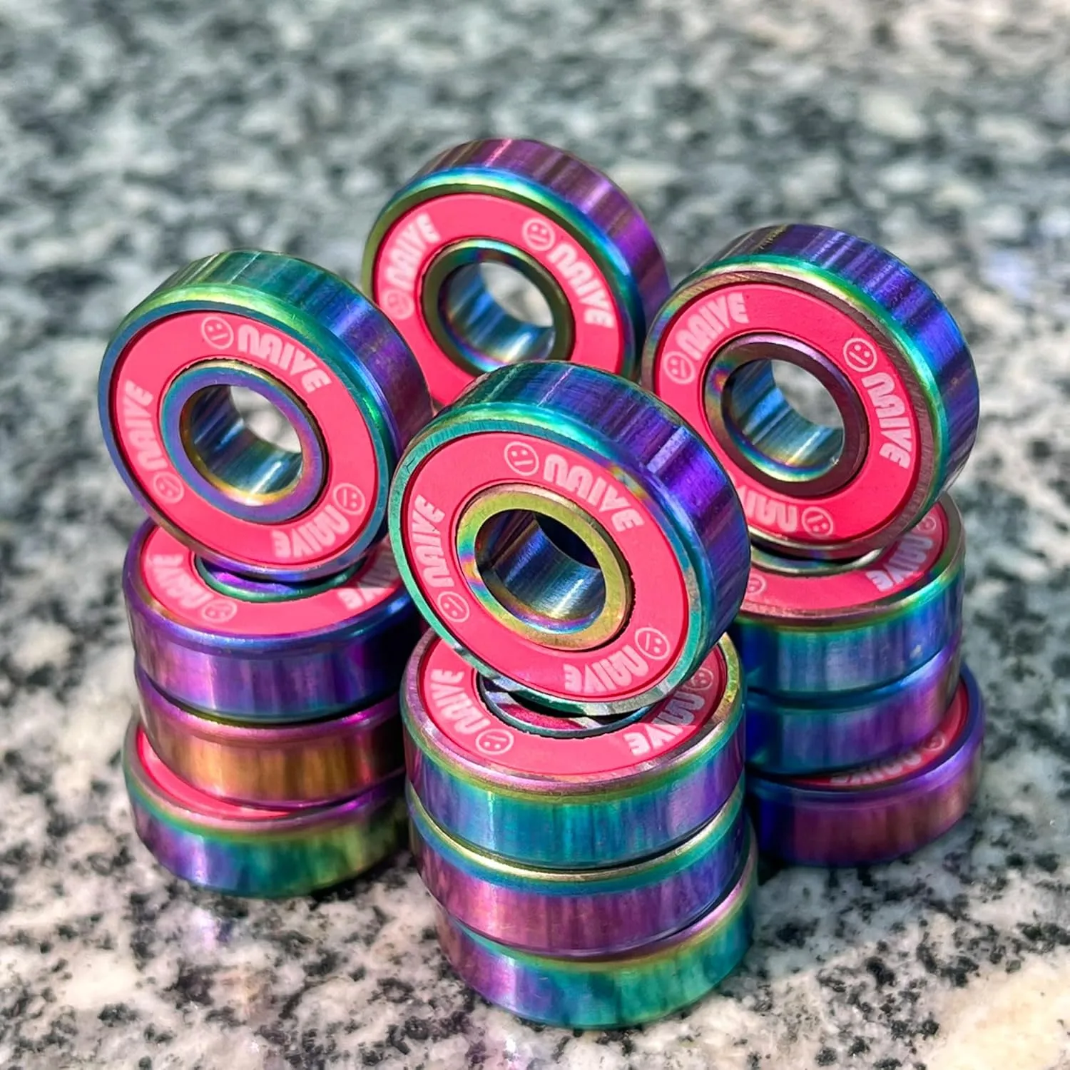 Skate Bearings 8mm 16 Pack, Precision 608 Bearings Quad Inline Speed Skates Roller Derby Skateboard Longboard Scooter(Callme Pink)
