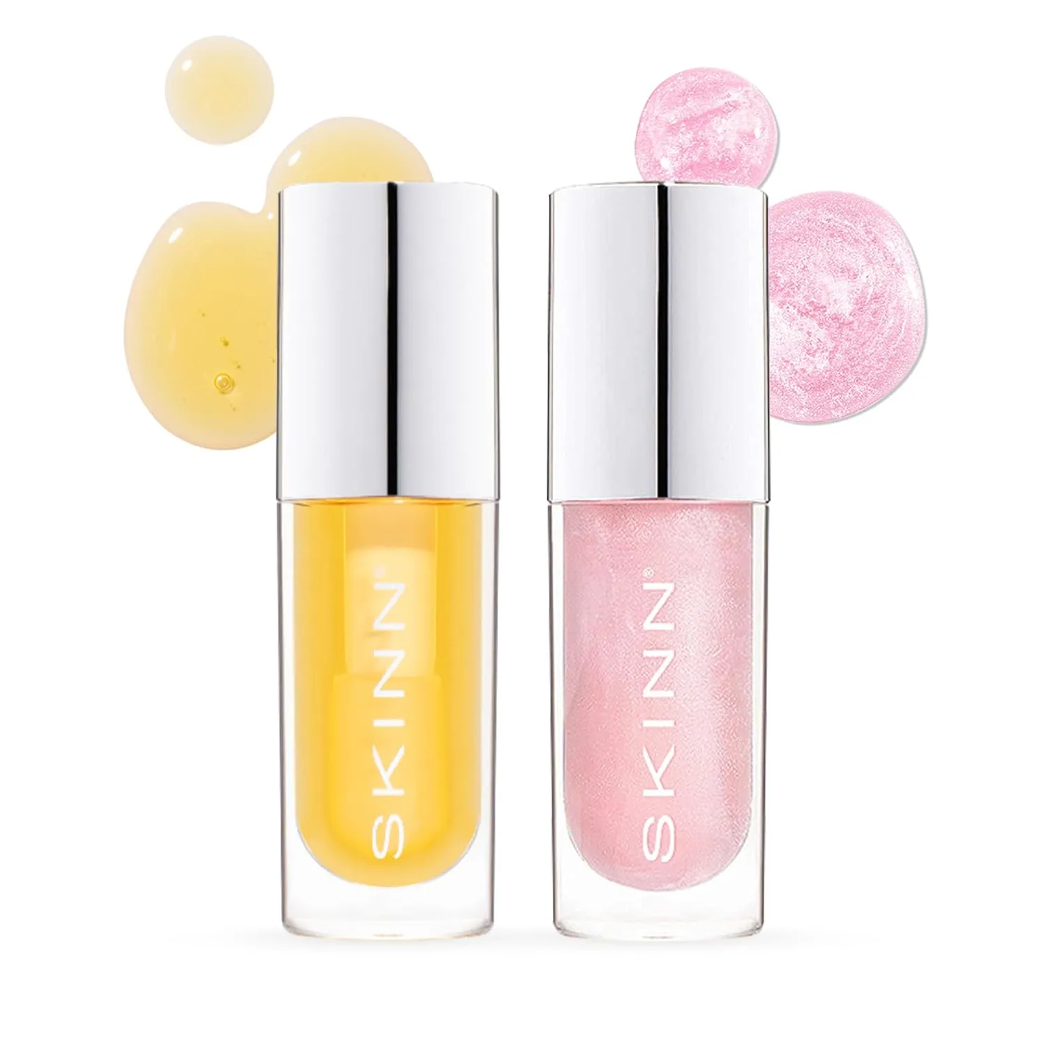 SKINN Luminous Lip Oil Bundle, 2-Piece (Golden & Blush) - Support Collagen Production, Smooth Lines & Soothe Dry Cracked Lips - Improves Elasticity, Texture & Luminosity - Vitamin C & Manuka Honey