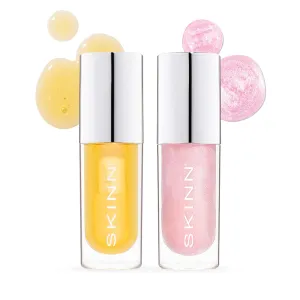 SKINN Luminous Lip Oil Bundle, 2-Piece (Golden & Blush) - Support Collagen Production, Smooth Lines & Soothe Dry Cracked Lips - Improves Elasticity, Texture & Luminosity - Vitamin C & Manuka Honey