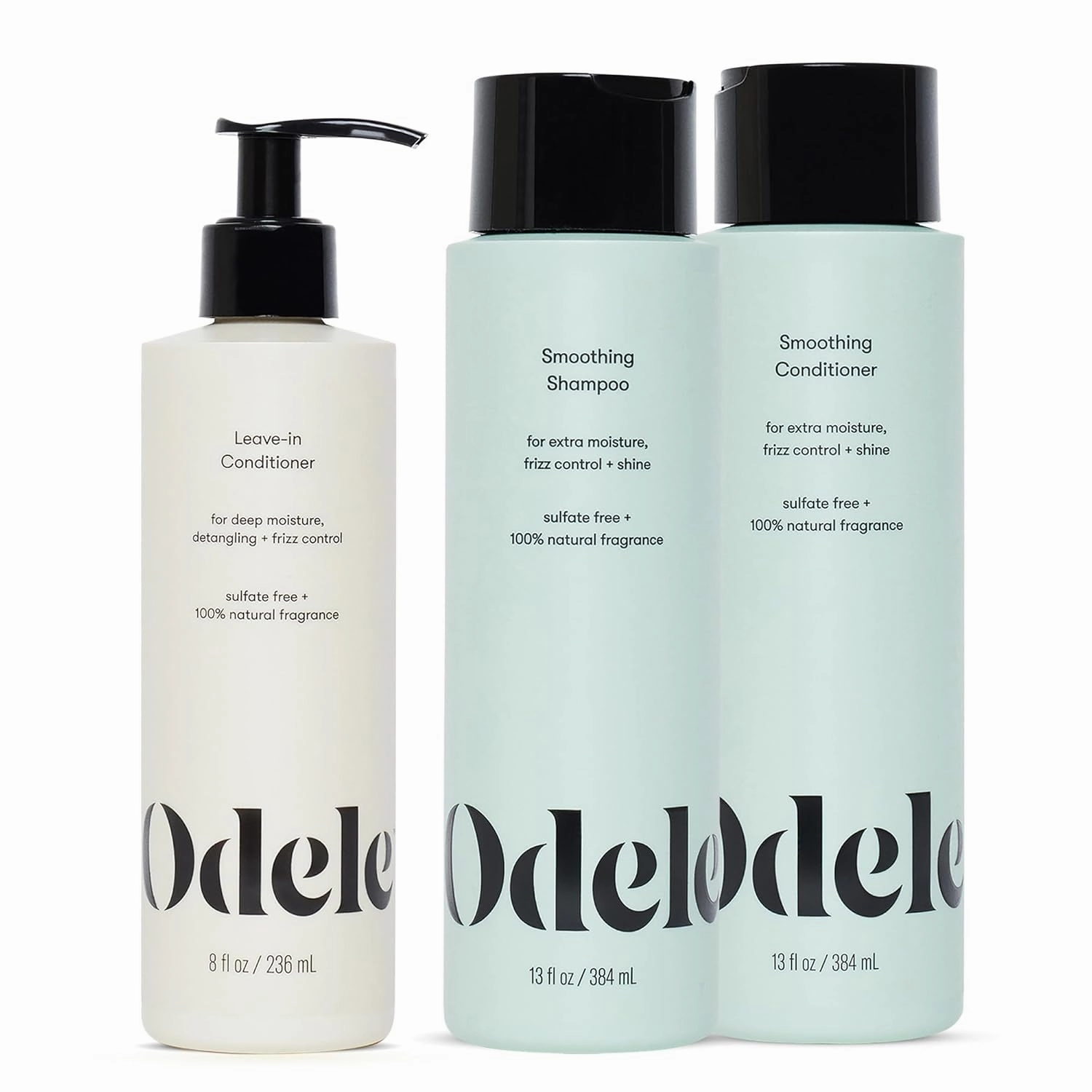 Smoothing Sulfate-Free Shampoo & Conditioner Set with Leave-In Conditioner for Moisture, Frizz Control, Shine, and Straight to Curly Hair Types