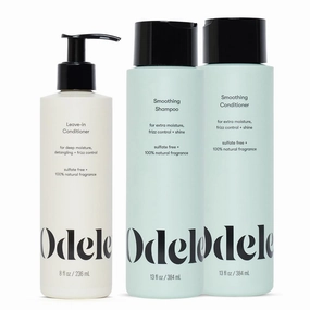 Smoothing Sulfate-Free Shampoo & Conditioner Set with Leave-In Conditioner for Moisture, Frizz Control, Shine, and Straight to Curly Hair Types