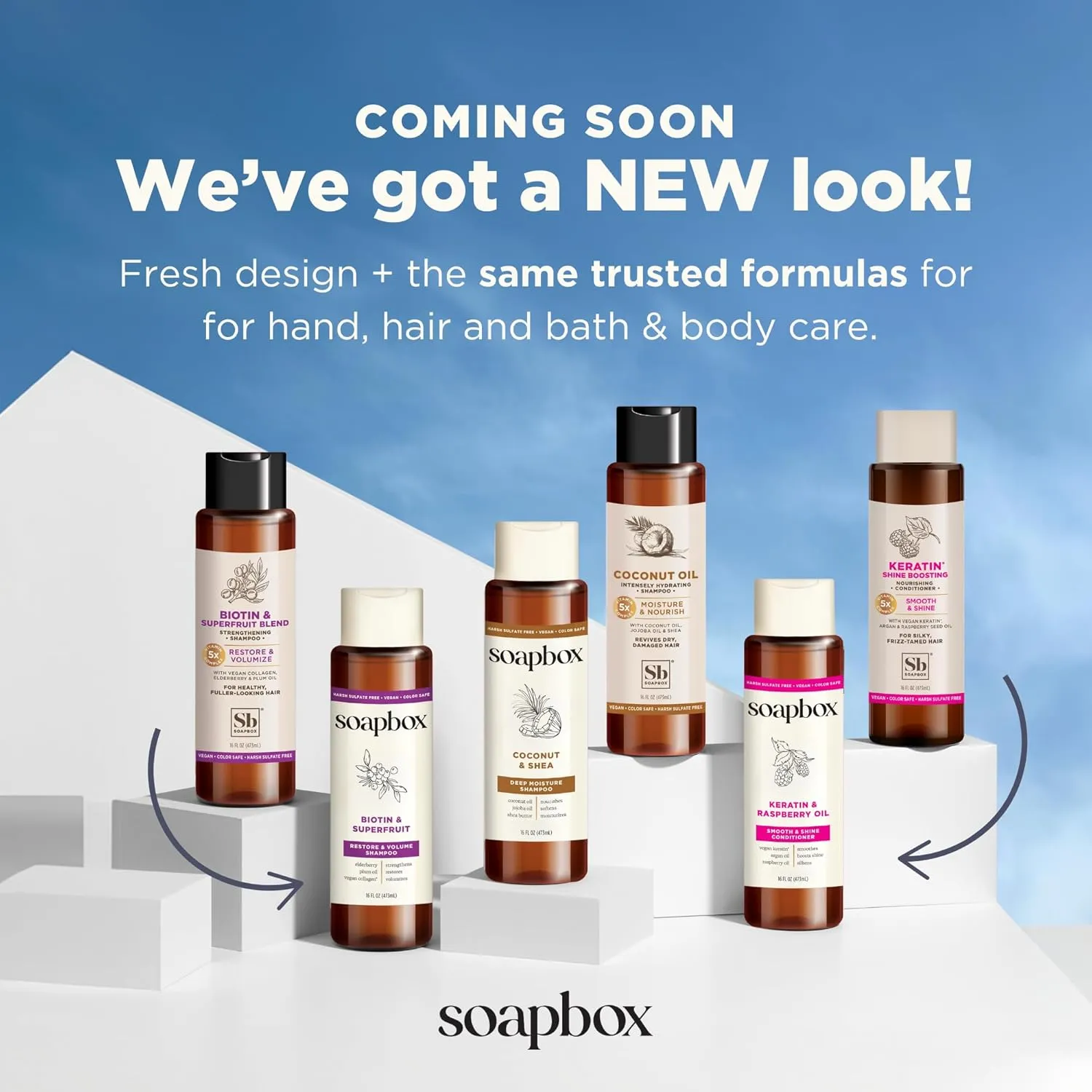 Soapbox Argan Shampoo & Conditioner Set, Volumizing, Vegan, Color Safe, Harsh Sulfate & Silicone Free, 16oz each (Pack of 2)