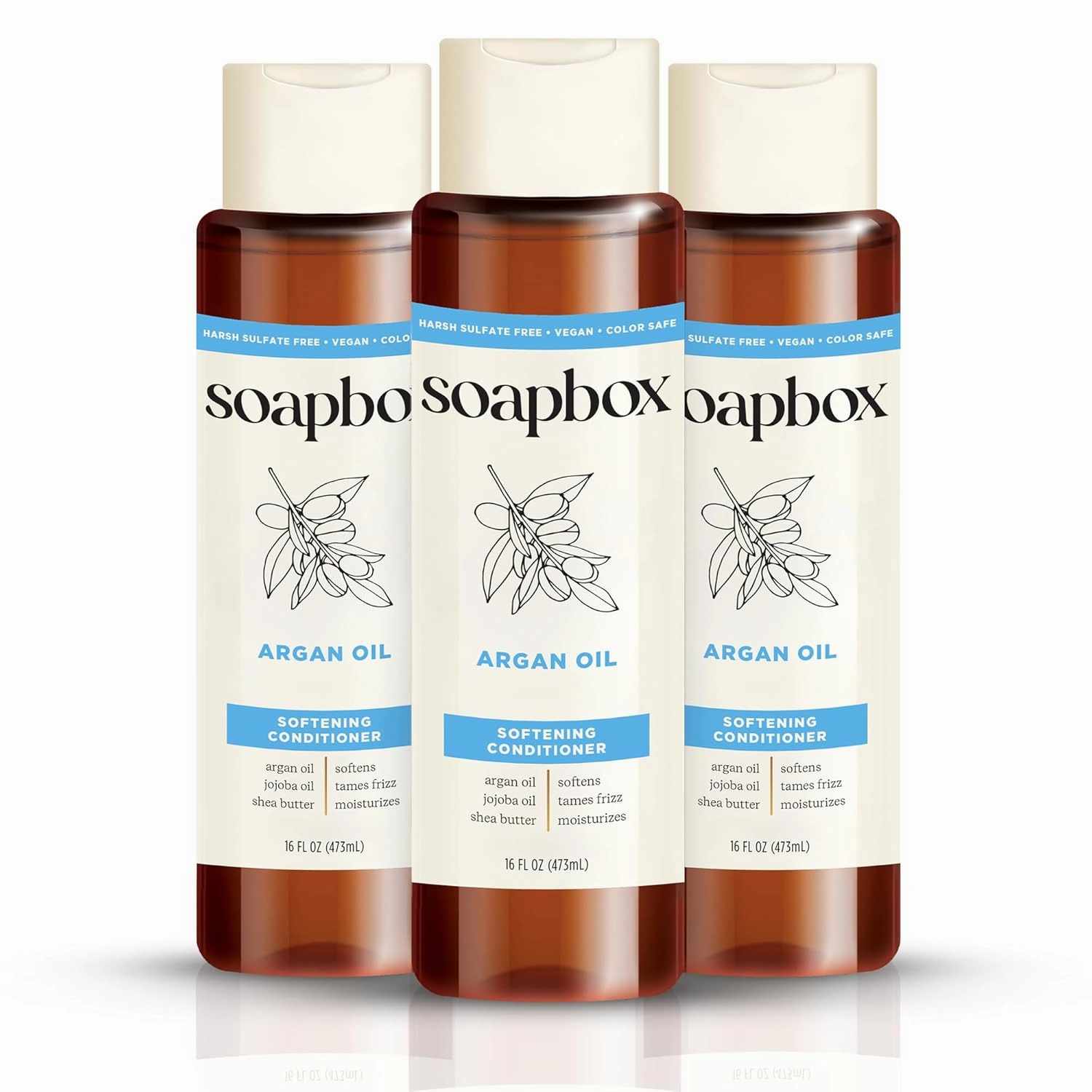 Soapbox Argan Oil with Shea Butter Conditioner, Volumizing, Vegan, Color Safe, Sulfate & Silicone Free Hair Conditioner, 16oz, Pack of 3