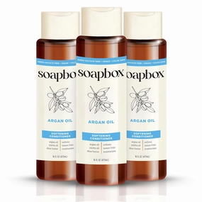 Soapbox Argan Oil with Shea Butter Conditioner, Volumizing, Vegan, Color Safe, Sulfate & Silicone Free Hair Conditioner, 16oz, Pack of 3