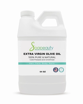 Soapeauty Extra Virgin Olive Oil | 100% Pure & Natural Unrefined Cold-Pressed Carrier Oil | Massage & Body Oil | for Skin, Face, Hair, and Soap Making | Carrier for Essential Oils - 64 Fl Oz