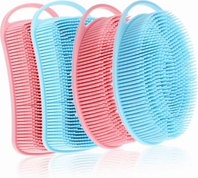 SOIMISS 4Pcs Dual Sided Silicone Bath Scrub Brush Soft Shampoo Massager for and Scalp Cleansing for Relaxing Showers and Hair Washing