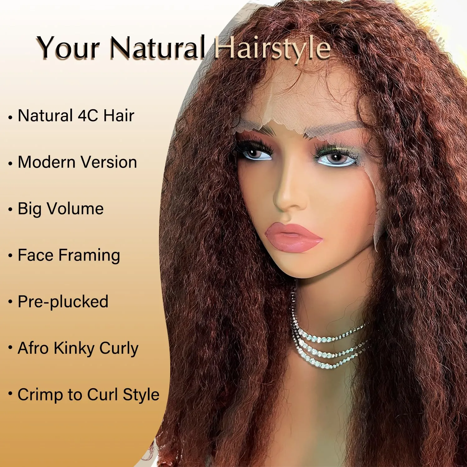 SOKU Afro Curly Lace Front Wig Synthetic Copper Red T Part 20 Inch Crimp to Curl Kinky Straight with Curly Ends Pre-plucked with Baby Hair Transparent Swiss Lace Yaki Texture Ginger Wigs for Women