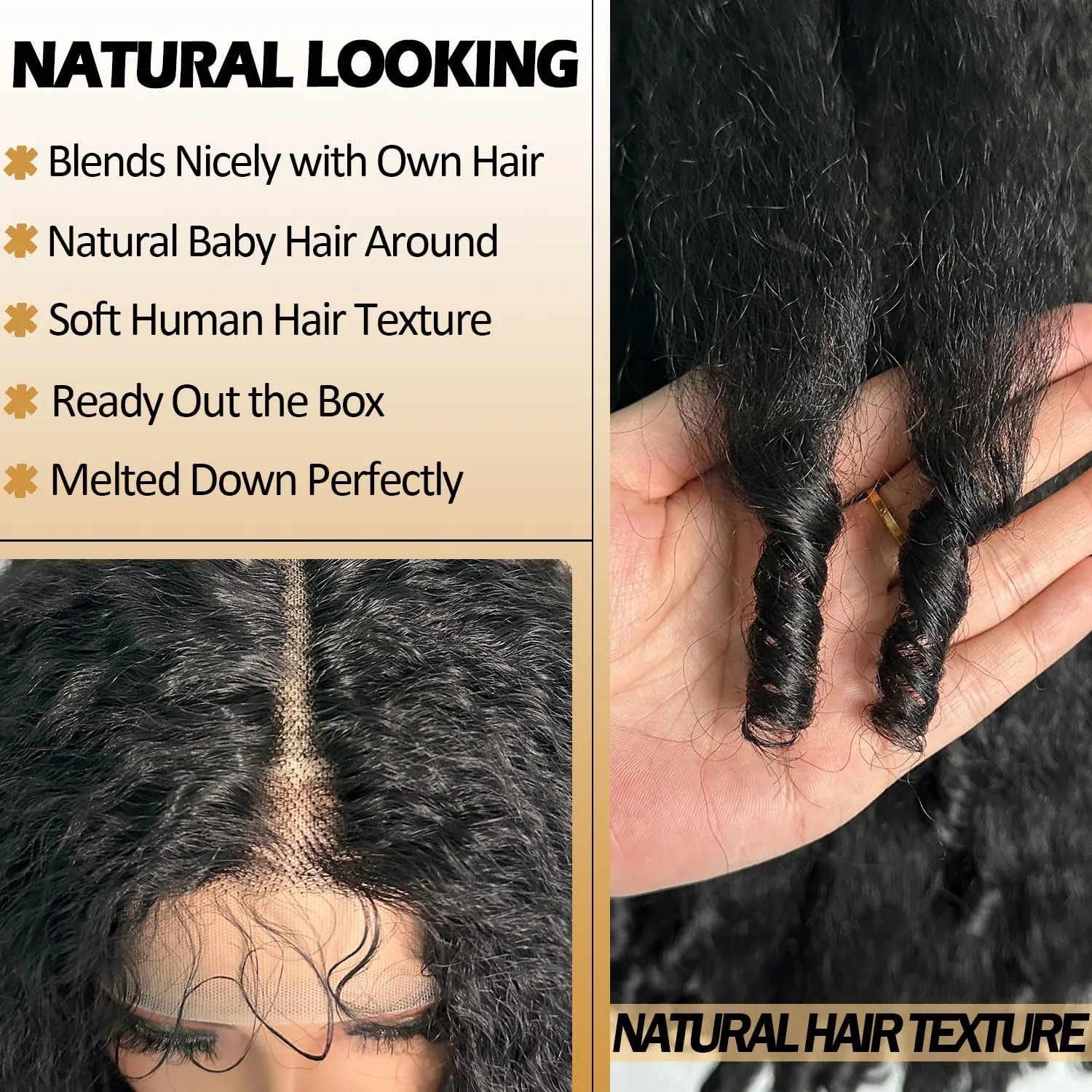 SOKU Afro Curly Lace Front Wig Synthetic T Part HD Transparent Lace Blends Kinky Straight Curly Ends Voluminous Bouncy Hair 20 Inch Natural Black Heat Friendly Black Women Must Have
