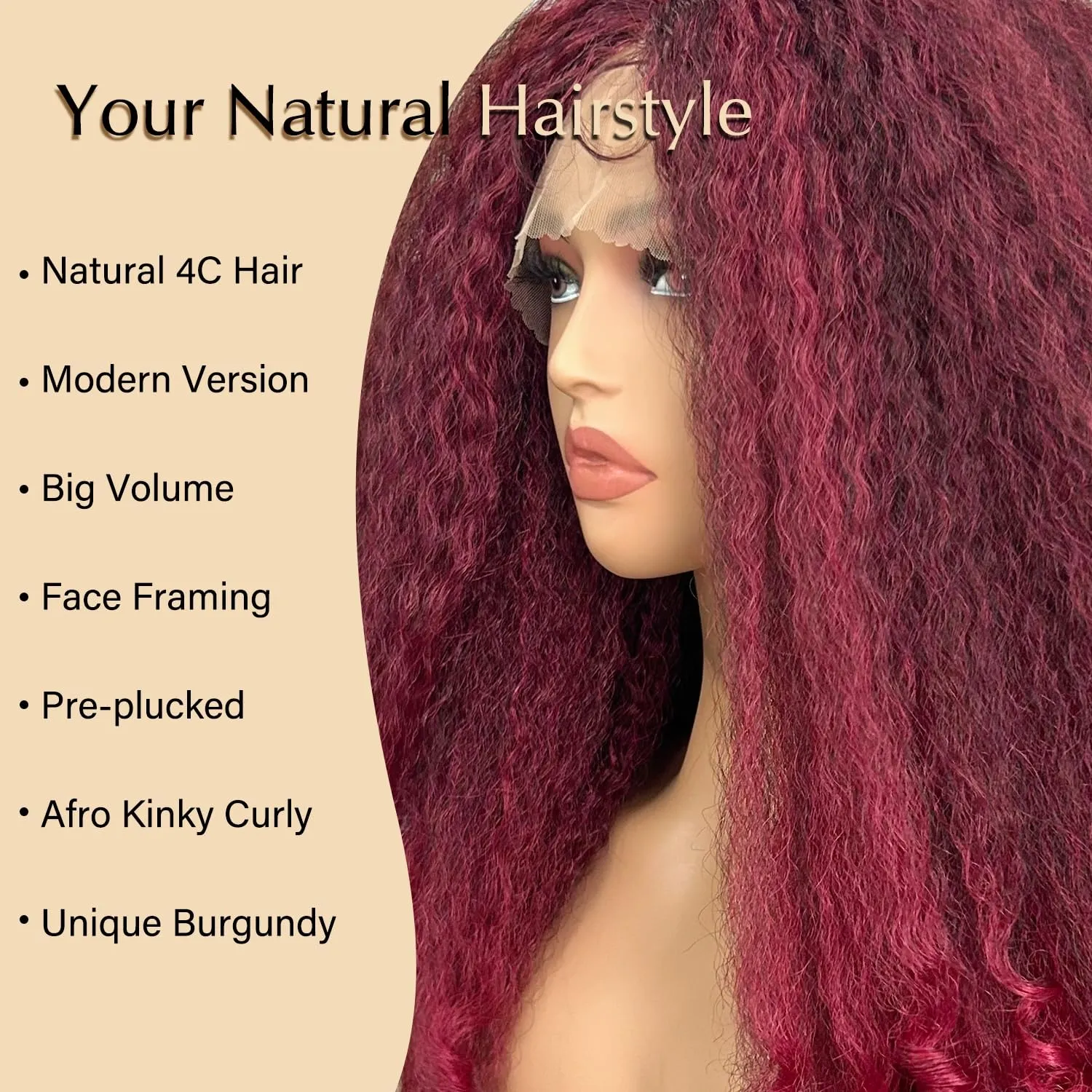 SOKU Crimp to Curl T Part Lace Front Wig Synthetic 20 Inch Red Burgundy Afro Kinky Straight with Curly End Wigs Pre-plucked Transparent Lace with Baby Hair Yaki Straight Wigs for Women