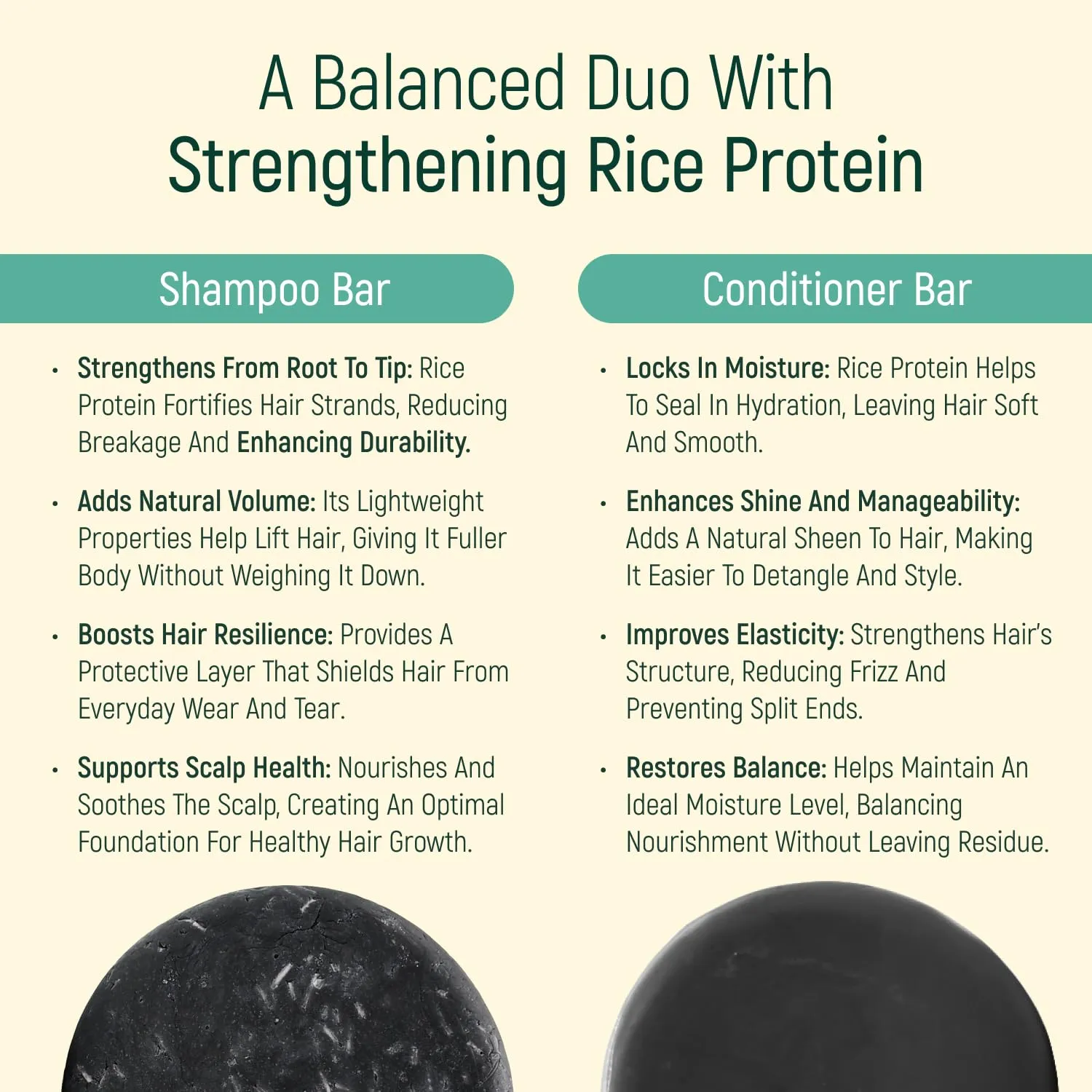Solid Rice Protein Water Shampoo & Conditioner Hair Soap – Shampoo and Conditioner Bars For Hair With All Natural Plant Based Essential Oils And Zero Waste Packaging (Bamboo Charcoal)