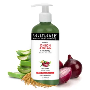 Soulflower Biotin Shampoo for Hairfall Control, Strengthening, Hydrates & Protects hair, Cruelty Free, Vegan, Paraben & Sulfate Free, Aloevera, Onion & Plant Keratin - 10 oz