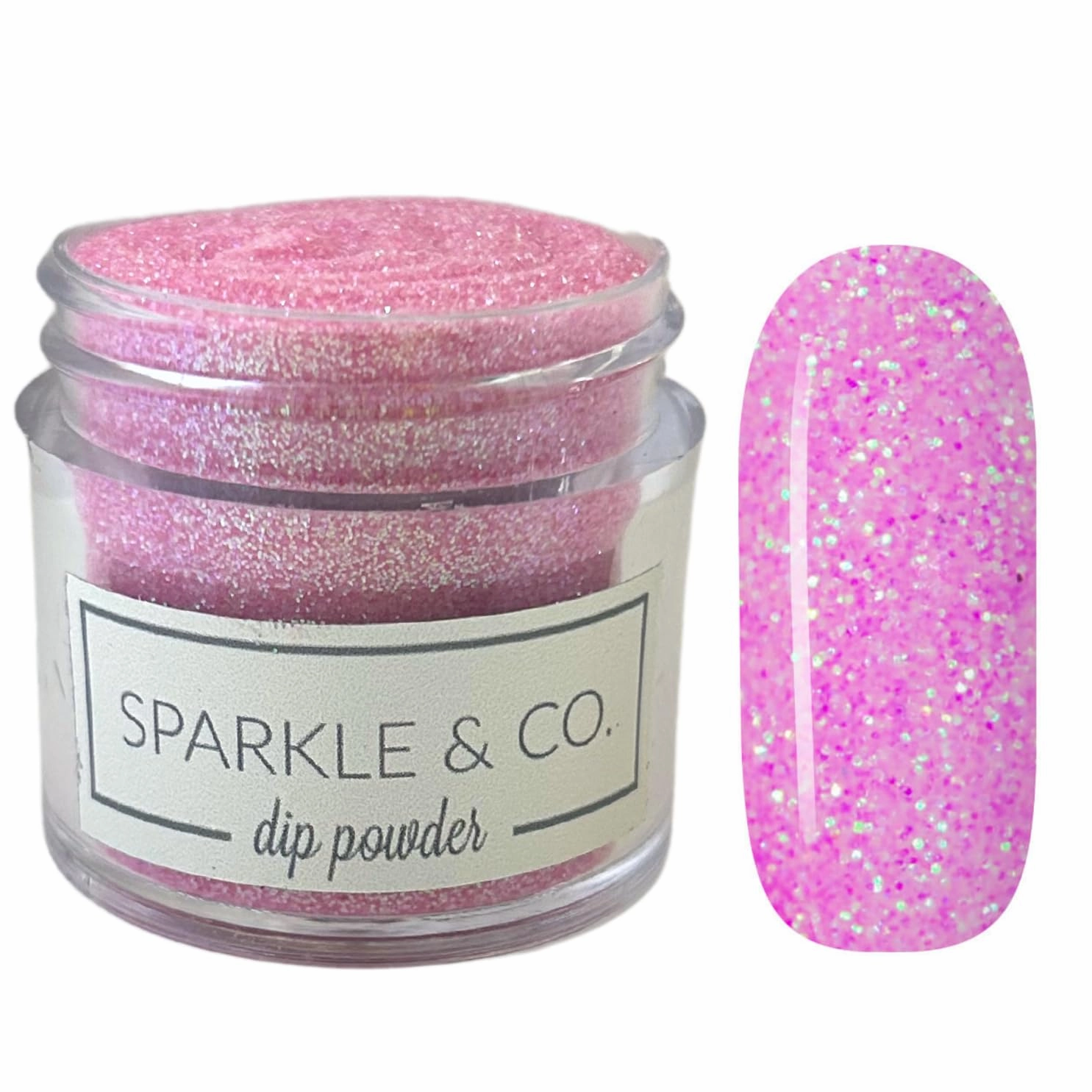 Sparkle & Co. Dip Powders – dp.293 Cuteness Overload (Pink Iridescent Glitter) 1 Ounce Dipping Powder Jar For Manicure DIY Summer Shade, No Lamp Needed