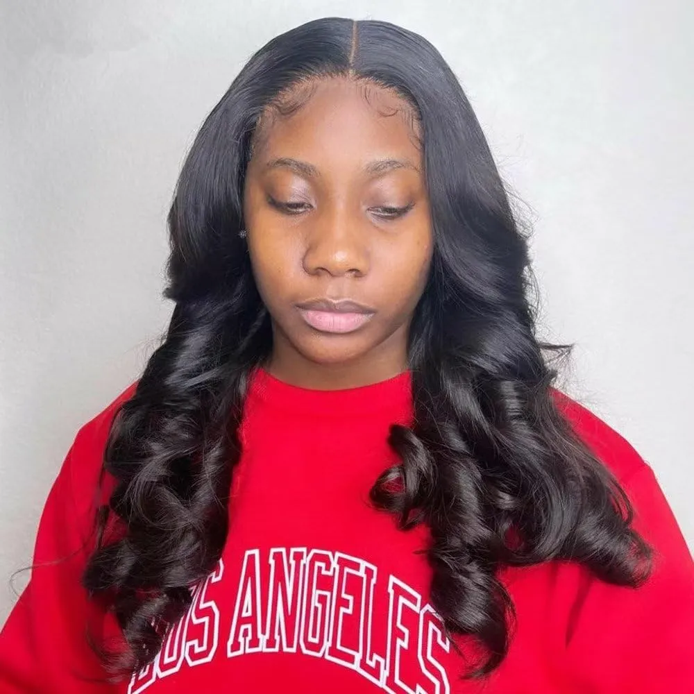 Spiral Curl Brazilian Human Hair Wigs Pre Plucked For Woman HD Transparnet 13X6 Lace Front Wigs Loose Wave Glueless Human Hair Wig With Baby Hair Bleached Knots 150% Density 10Inch