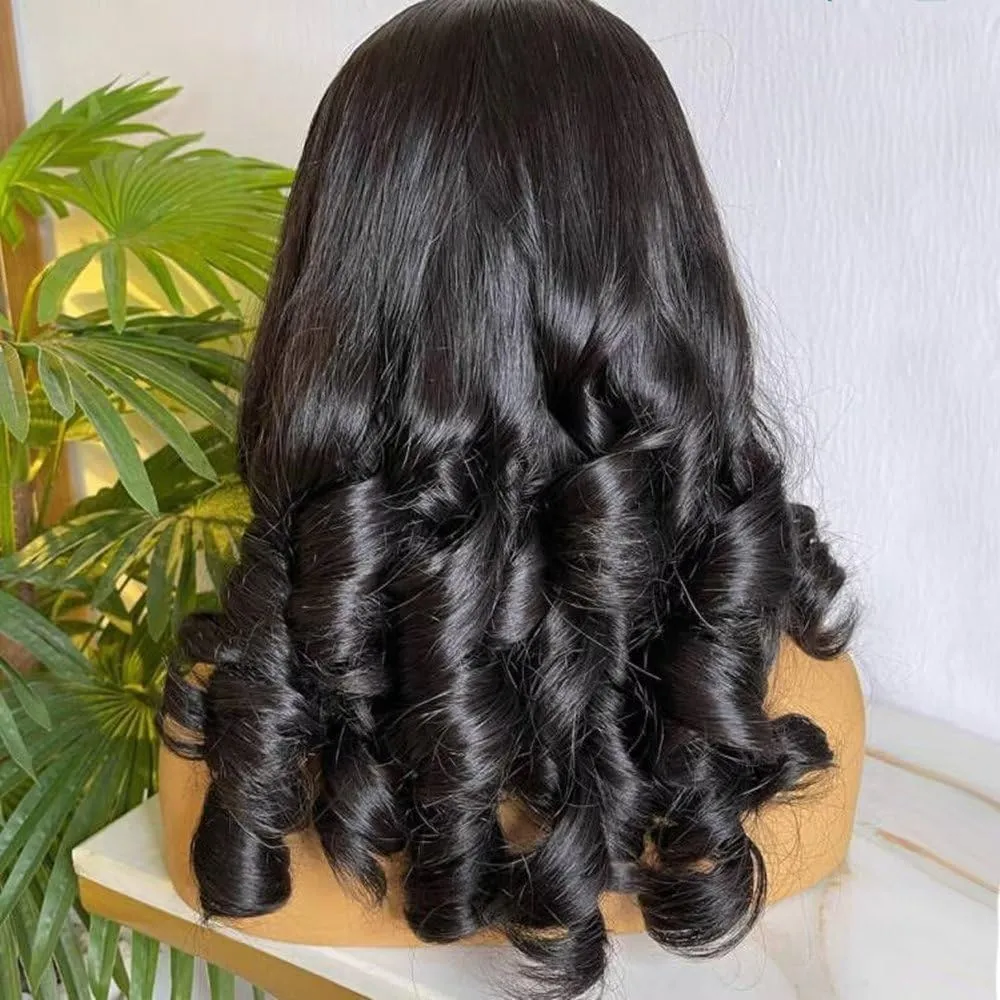 Spiral Curl Brazilian Human Hair Wigs Pre Plucked For Woman HD Transparnet 13X6 Lace Front Wigs Loose Wave Glueless Human Hair Wig With Baby Hair Bleached Knots 150% Density 10Inch