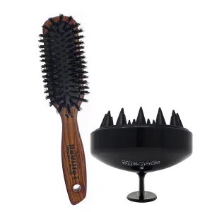 Spornette Deville Sculpting Hair Brush 343 Bundle with Scalp Massager Shampoo Brush Black