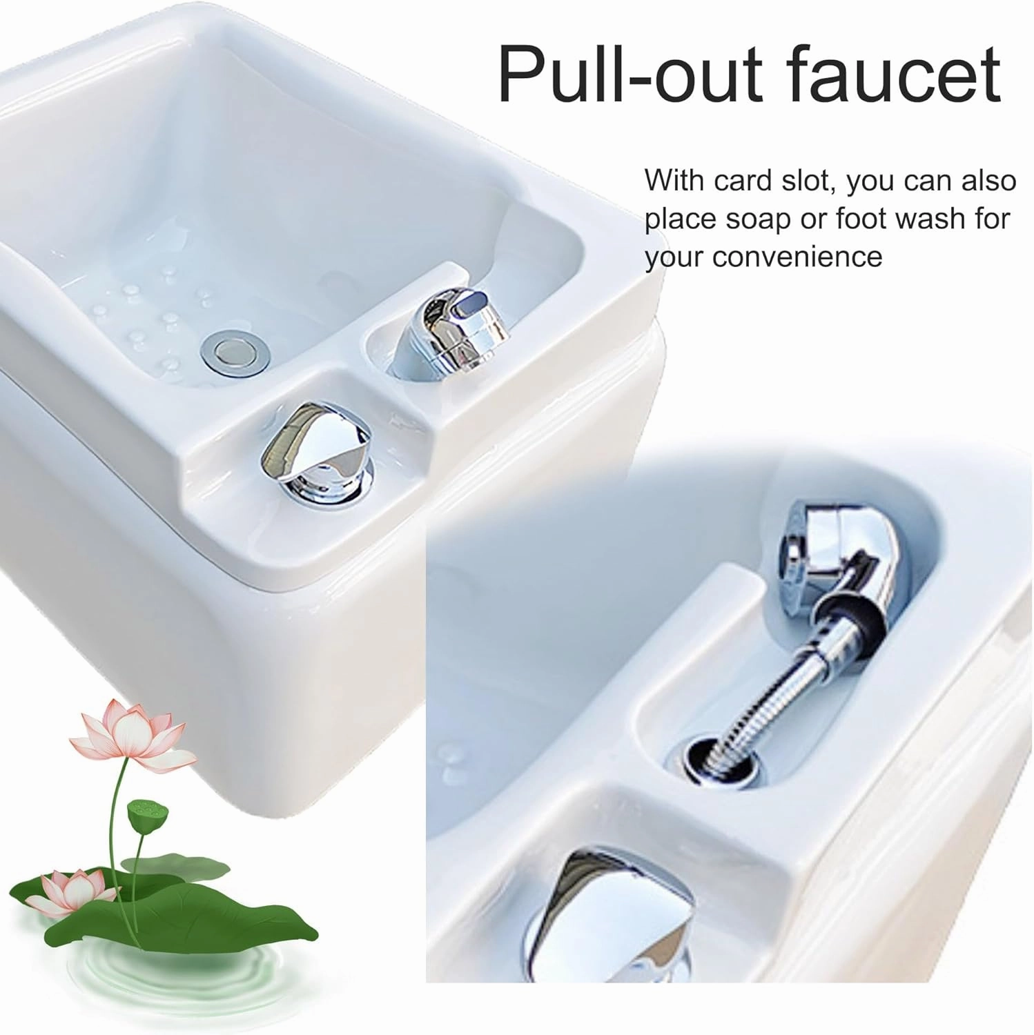 Square Acrylic Foot Soaking tub, Massage Foot Bath, Pedicure Bowl, Pedicure Foot Spa with Underground Acupuncture Point Massage, for Home Spa Treatment Pedicure Chair Shampoo Sink