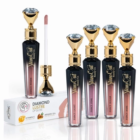 StansOut Diamond Lustre Lip Gloss Bundle - 5 Pack - Fancy Warm, Light, Pink, Sugar, Bare - Vitamin E & Argan Oil Infused - Long-Lasting Lustrous Shine - Hydrating Formula - Portable Elegance