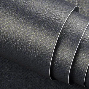 Stickyart Gold Blue Wallpaper Peel and Stick 24"x160" Herringbone Grasscloth Wallpaper Denim Blue Grasscloth Contact Paper Faux Linen Fabric Wall Paper Grass Cloth Peel and Stick Textured for Walls
