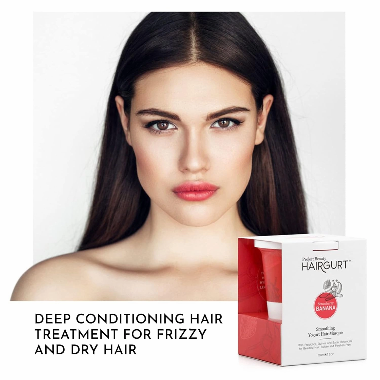 Strawberry Banana Smoothing Yogurt Hair Mask – Frizz Control for Color-Treated Hair – Natural, Sulfate-Free, 6 oz