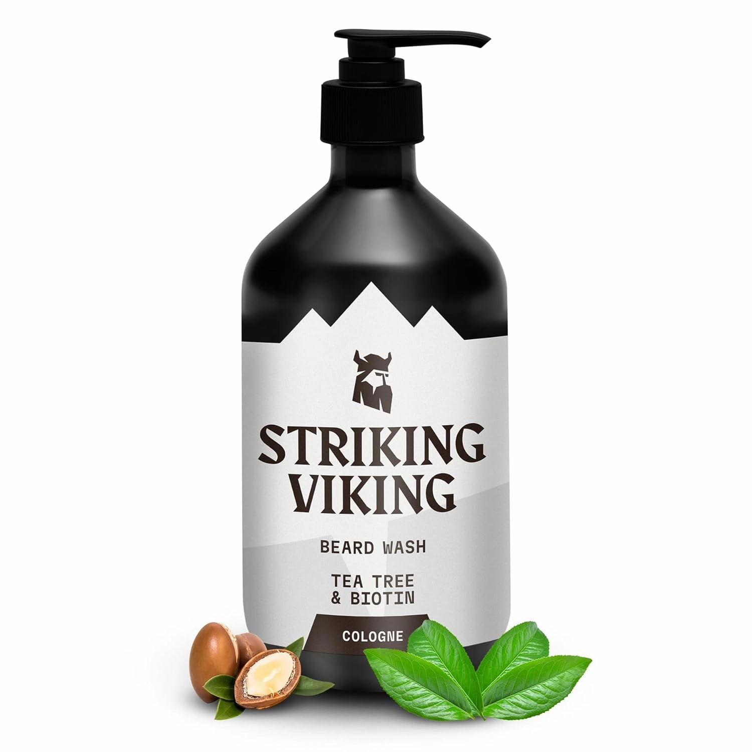 Striking Viking Beard Wash - 17 oz, Natural Tea Tree & Biotin - Cologne Scent Beard Shampoo Paraben & Sulfate Free For Men - Deep Cleansing and Care