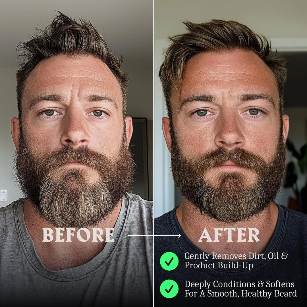 Striking Viking Beard Wash & Beard Conditioner for Men - Unscented, 10 Oz per Bottle - Nourishing & Deep Cleansing Shampoo - Sulfate Free Shampoo Conditioner with Jojoba Oil