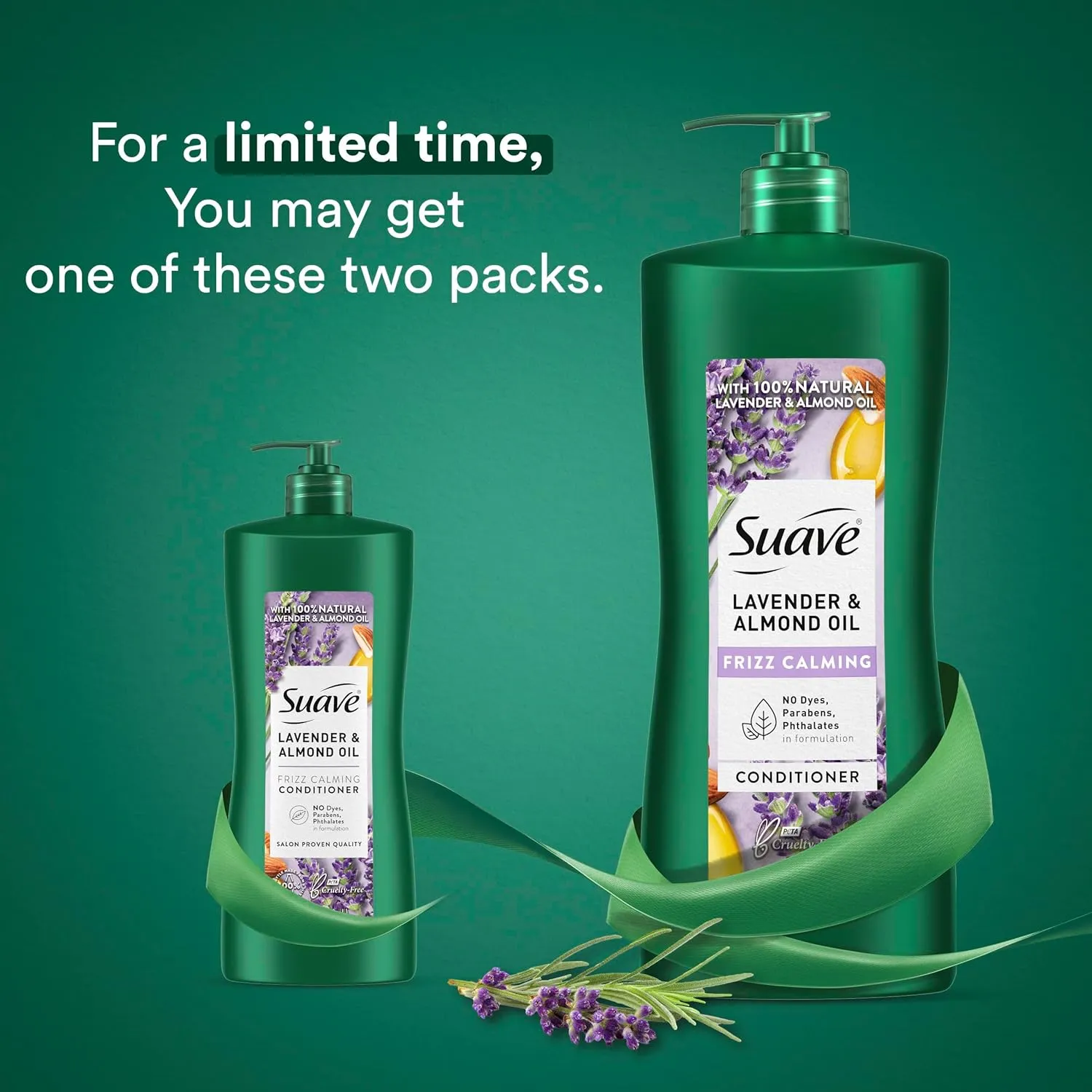 Suave Natural Lavender & Almond Oil Conditioner, Anti Frizz, No Dyes, No Parabens, No Phthalates, 28 oz Pack of 4