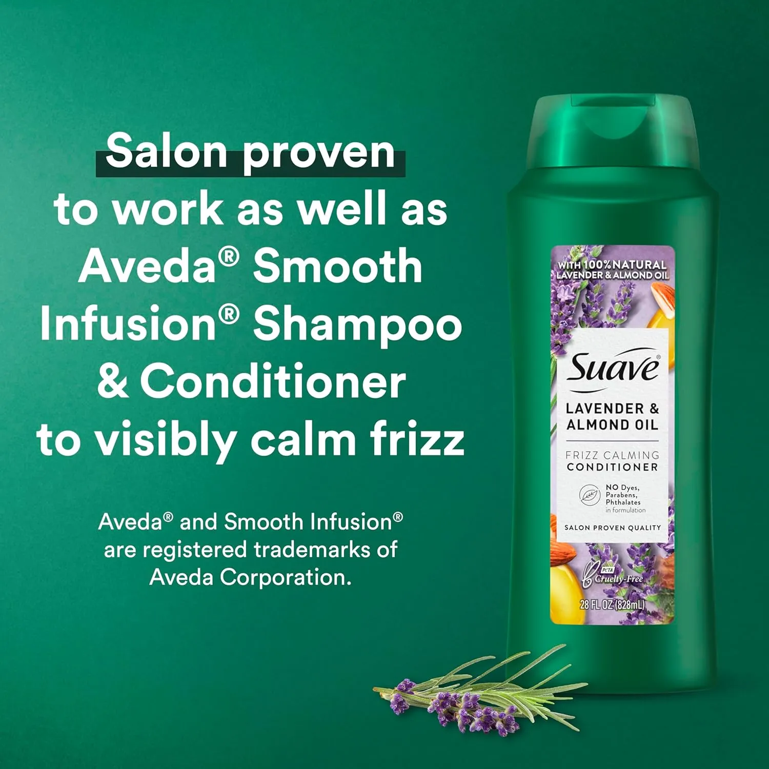 Suave Natural Lavender & Almond Oil Conditioner, Anti Frizz, No Dyes, No Parabens, No Phthalates, 28 oz Pack of 4