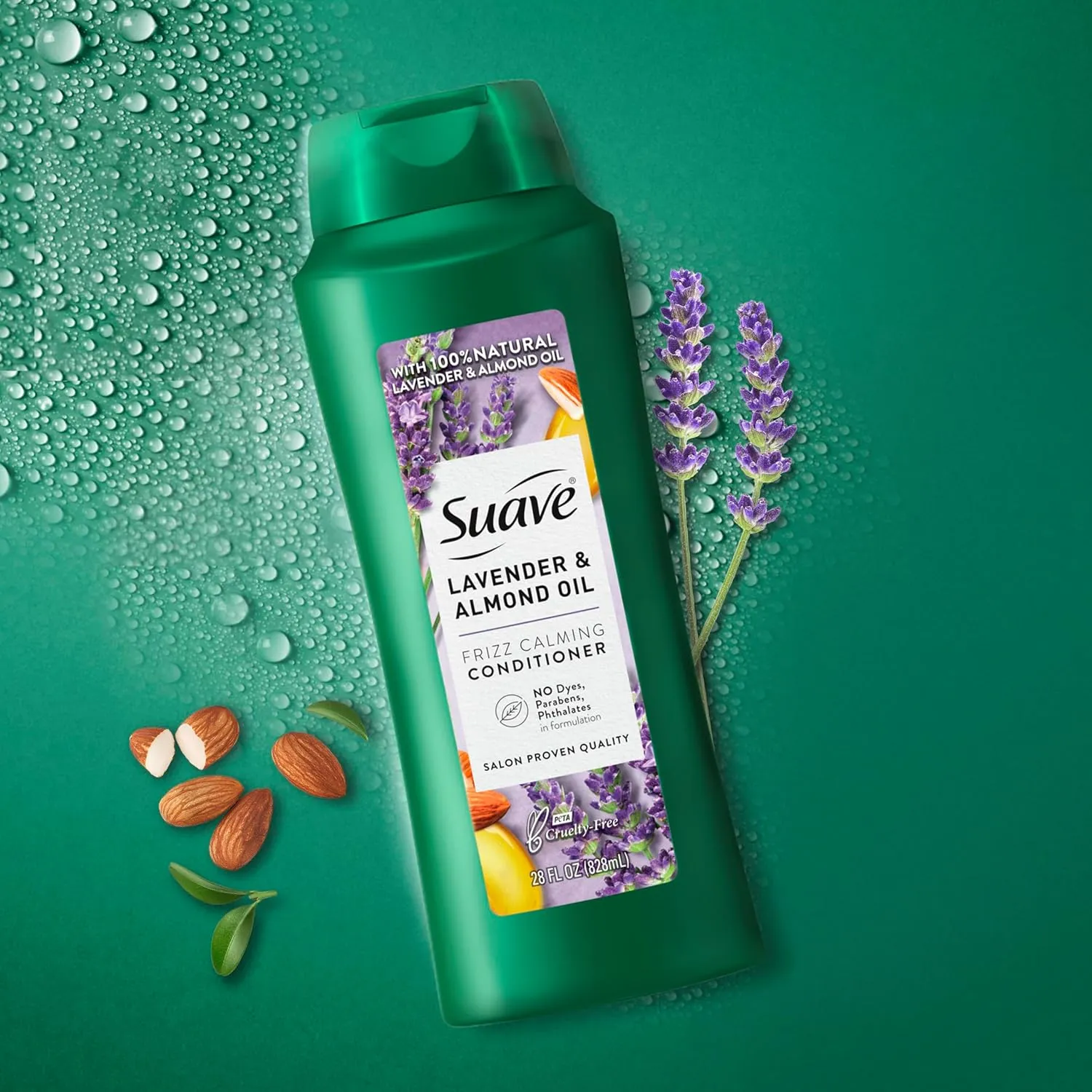Suave Natural Lavender & Almond Oil Conditioner, Anti Frizz, No Dyes, No Parabens, No Phthalates, 28 oz Pack of 4