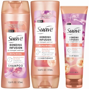 Suave Bonding Infusion Shampoo, Conditioner & Hair Mask, Restorative Treatment for Dry, Damaged Hair (3 Piece Set)