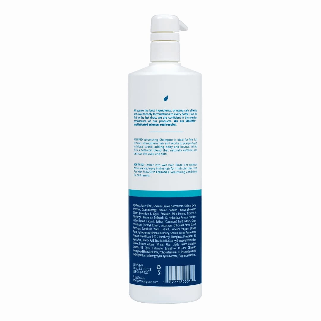SUDZZFX Whipped Volumizing Shampoo - Hair Care Products for Men & Women - Protect & Repairs Damaged hair - Silky and Smooth Shampoo for Dry Hair - Sulfate Paraben Free- 33.8 Fl Oz