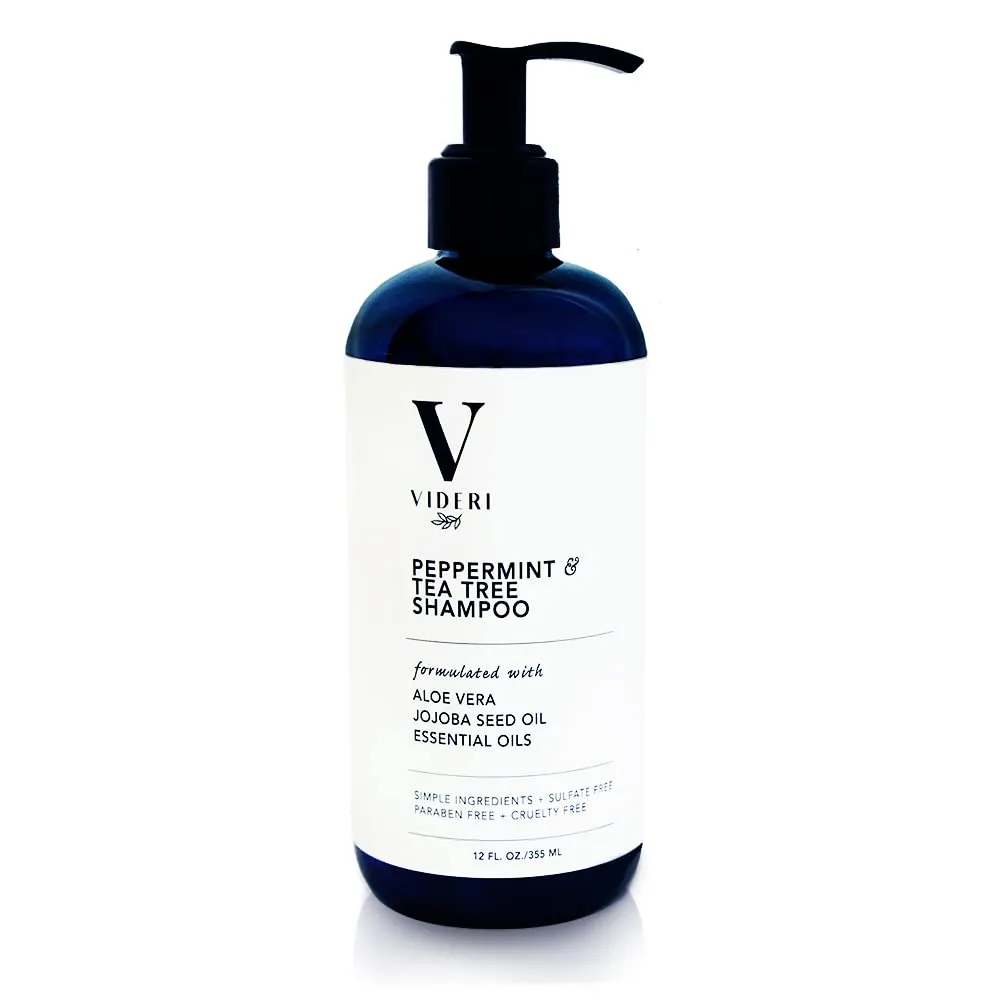 Sulfate Free Shampoo For Keratin Treated Hair Peppermint & Tea Tree Anti Frizz Shampoo - Special Blend of Aloe Vera, Jojoba Seed & Essential Oils. Large 12 fl oz.