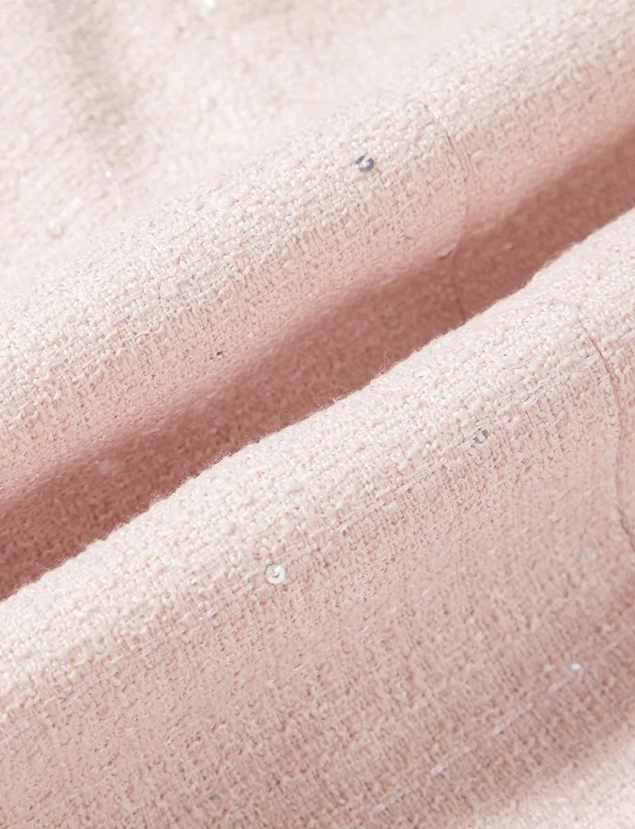 Summer Tweed Dresses for Women Short Sleeve A-Line Mini Crew Neck Lace Elegant Dress Casual Daily