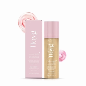 Sunglaze Sheer Setting Mist Sunscreen SPF 50, with Hyaluronic Acid, Infused with Shimmering Body Oil, Gives Skin a Glowy Finish, Hydrating Mist, Weightless mist that sets makeup flawlessly（75ML）