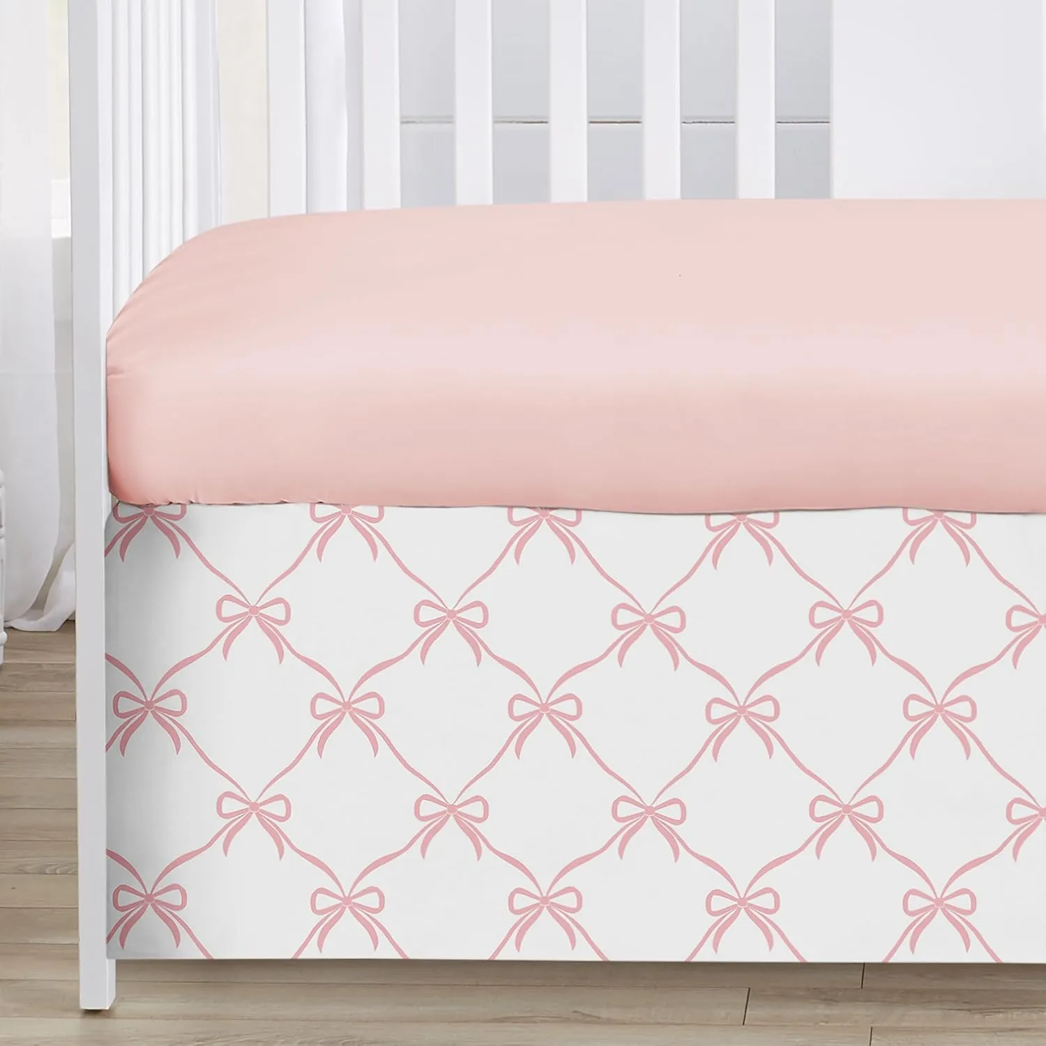 Sweet Jojo Designs 3-Piece Baby Crib Bedding Set (Pink Bows) for Girls, Infants/Nursery incl. Blanket, Fitted Sheet and Cribskirt (Blush, Bow, Ballerina, Ballet Dancer, Princess Collection)
