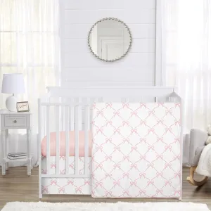Sweet Jojo Designs 3-Piece Baby Crib Bedding Set (Pink Bows) for Girls, Infants/Nursery incl. Blanket, Fitted Sheet and Cribskirt (Blush, Bow, Ballerina, Ballet Dancer, Princess Collection)