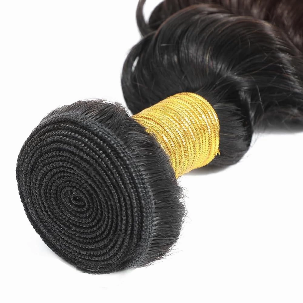 T1B/4/613 Ombre Brown Human Hair Bundles - Water Wave 613 - 10 Inch 3 Bundles - Three Tone Brown and Blonde #4