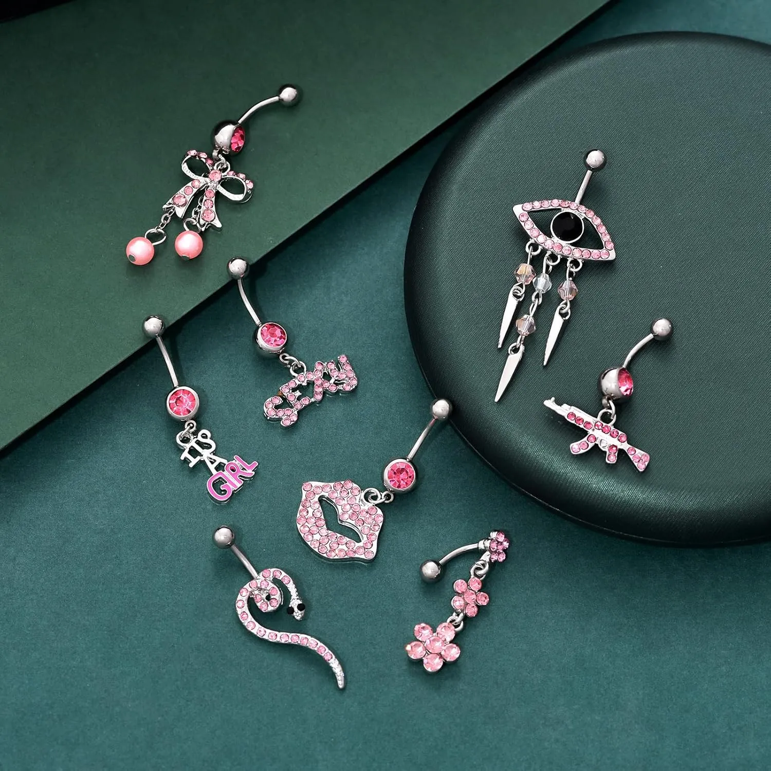 TAMHOO 15PCS 14G Stainless Steel Belly Button Rings for Women with AAA Cubic Zirconia