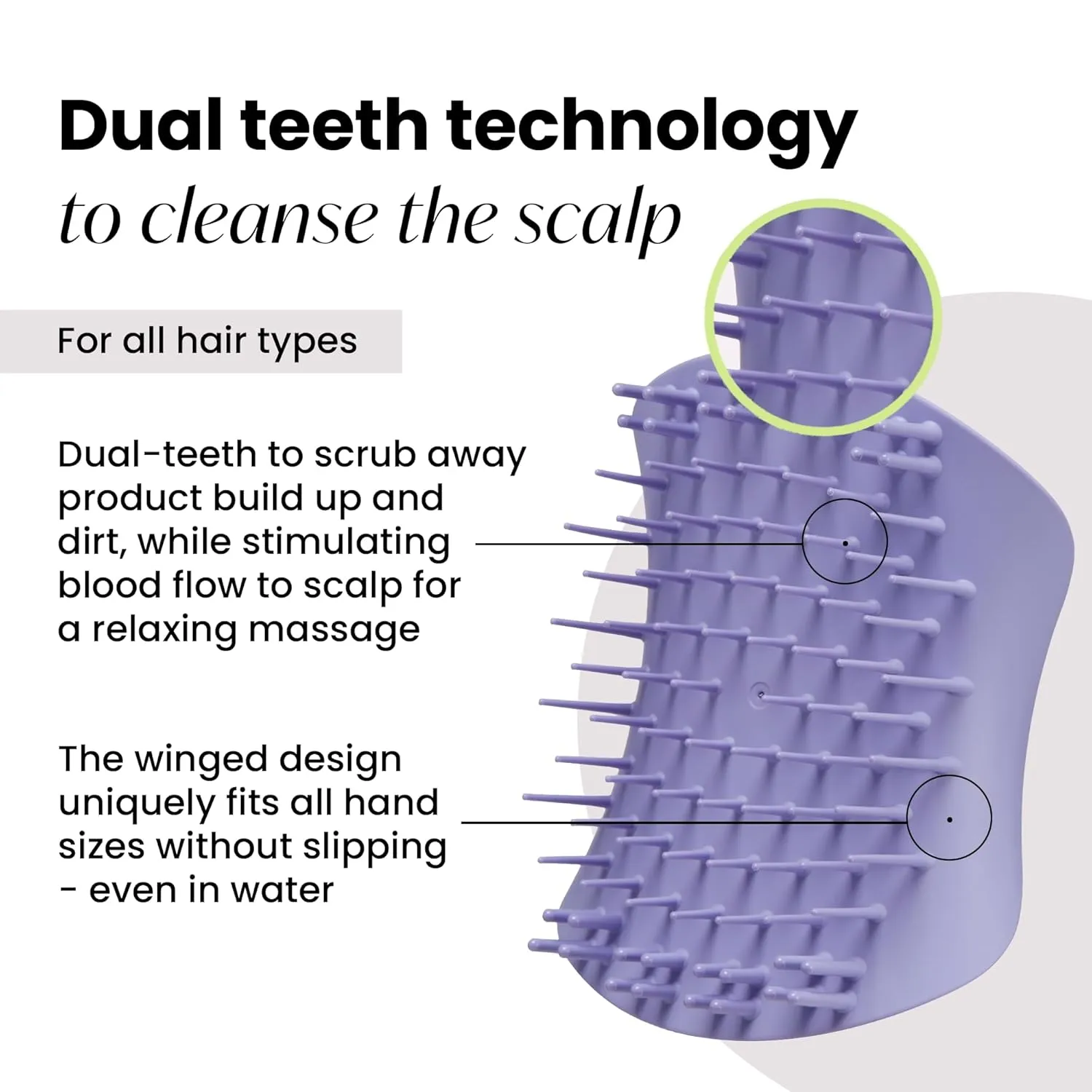 Tangle Teezer Scalp & Shampoo Hairbrush, to Exfoliate, Massage, and Cleanse, for All Hair Types, Lavender Lite Purple