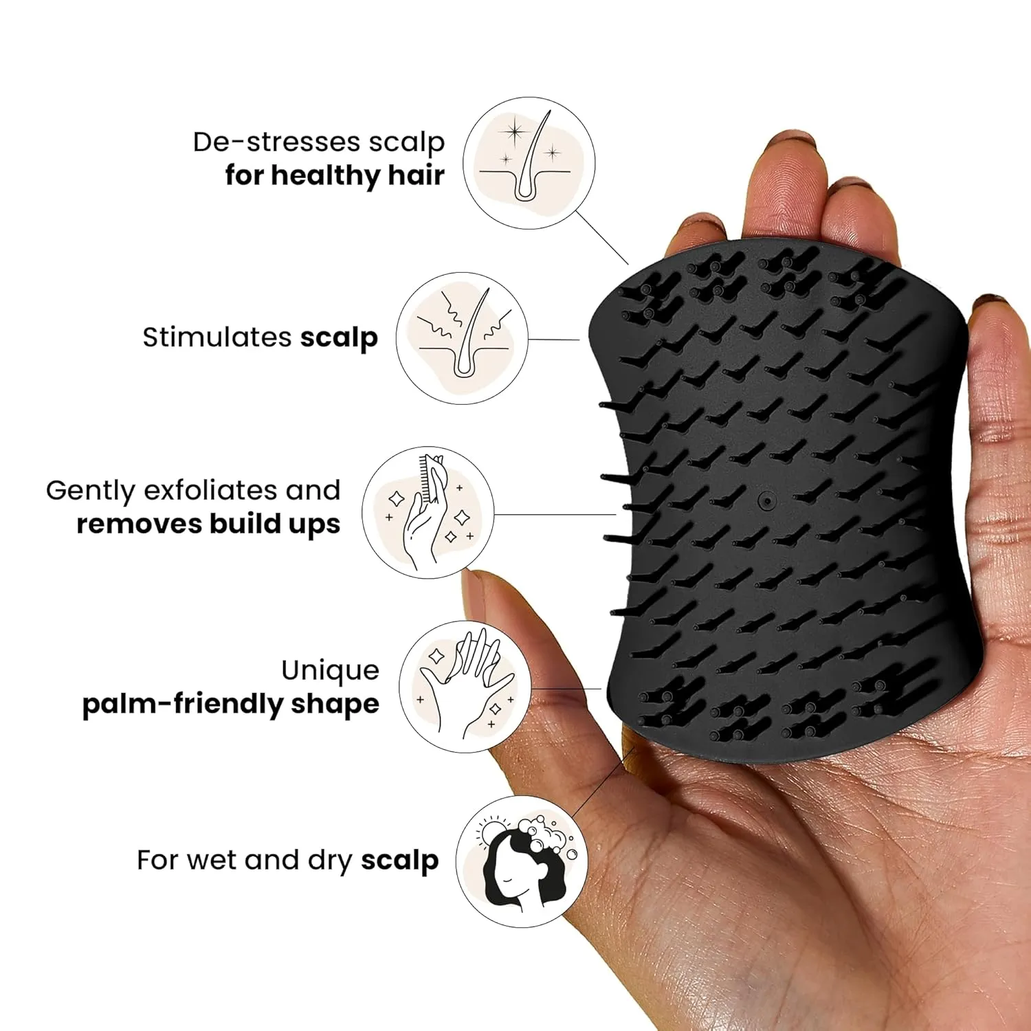 Tangle Teezer Scalp & Shampoo Hairbrush, to Exfoliate, Massage, and Cleanse, for All Hair Types, Onyx Black