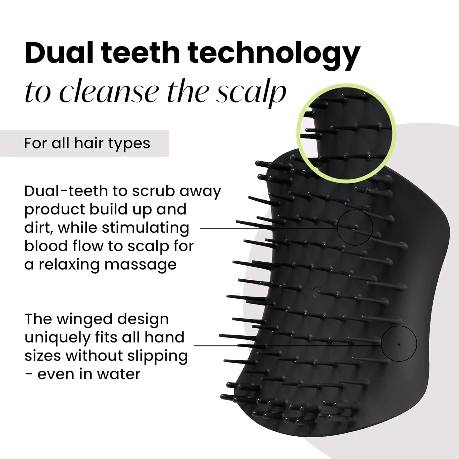 Tangle Teezer Scalp & Shampoo Hairbrush, to Exfoliate, Massage, and Cleanse, for All Hair Types, Onyx Black