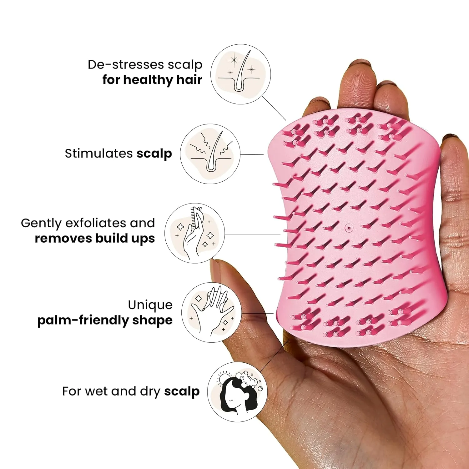Tangle Teezer Scalp & Shampoo Hairbrush, to Exfoliate, Massage, and Cleanse, for All Hair Types, Pretty Pink