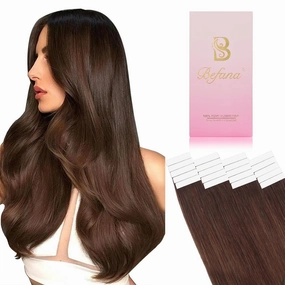 Tape in Hair Extensions Human Hair Medium Brown,#4 Chocolate Brown Human Hair Extensions,22 inch 20 Pcs 50g Seamless Invisible Straight Silky Tape ins