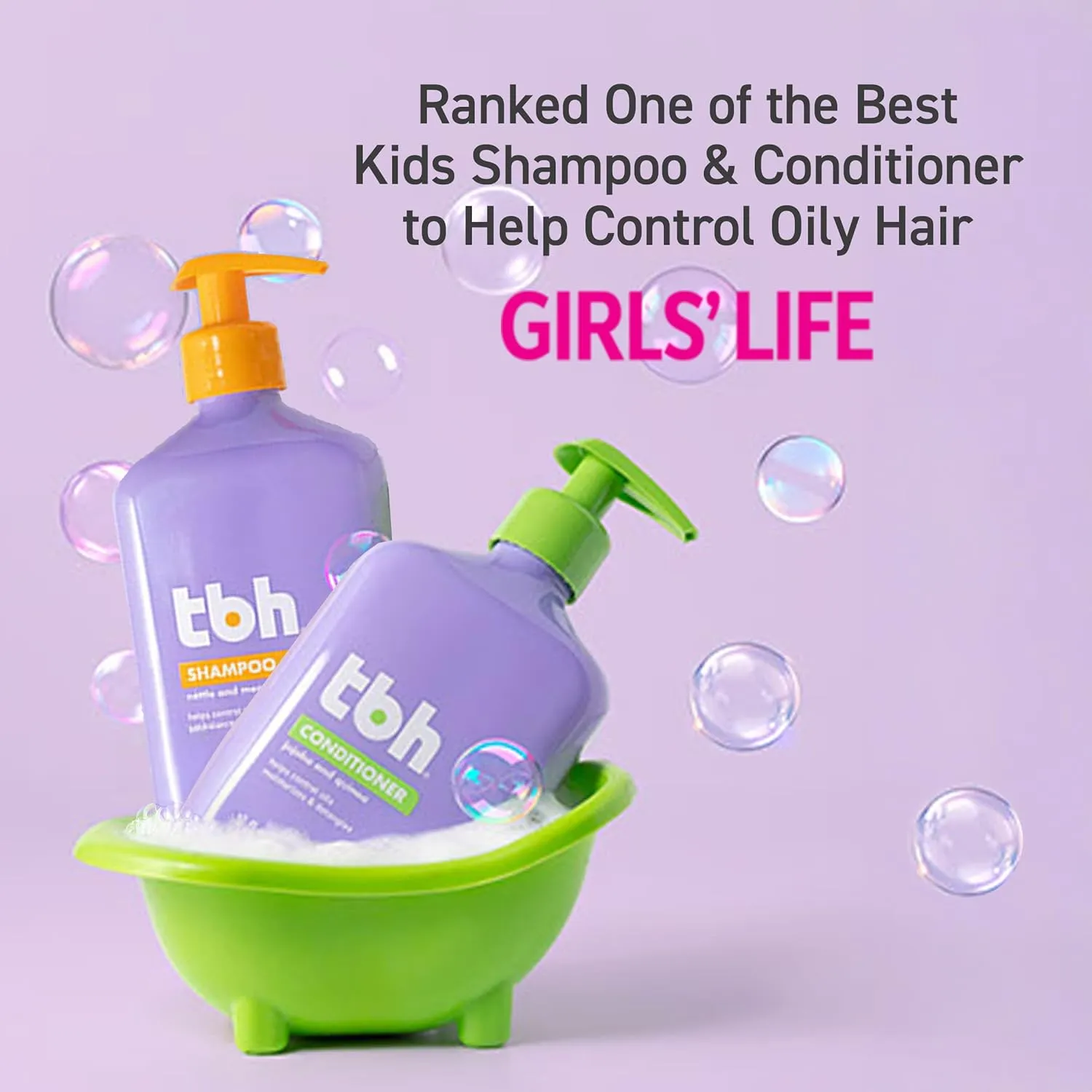 TBH Teen and Kids Shampoo and Conditioner Set - Shampoo and Conditioner for Oily Hair - Sulfate, Paraben Free - 12 oz (2 Pack)