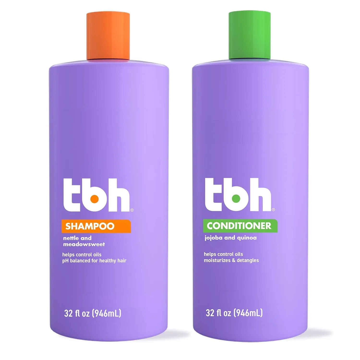 TBH Teen and Kids Shampoo and Conditioner Set - Shampoo and Conditioner for Oily Hair - Sulfate, Paraben Free - 12 oz (2 Pack)