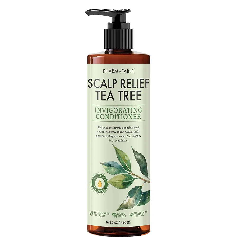 Tea Tree Conditioner For Men and Women, Hair Detangler and Soothing Scalp Relief - Infused with Tea Tree oil, Sunflower oil, Aloe and Argan oil, 16.2oz