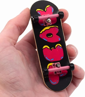 Teak Tuning 32mm Pro Fingerboard Heat Transfer Graphic Complete - Fully Assembled with Pro Level Parts - Pro Shaped Wood Deck (34x97mm), UltraSpin Wheels, Prodigy Trucks - Donut Teak Logo