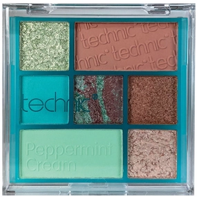 Technic Cosmetics 7 Colour Pressed Pigment Eyeshadow Palette Peppermint Cream - Richly Pigmented Long-Lasting Blendable Shades Professional Makeup